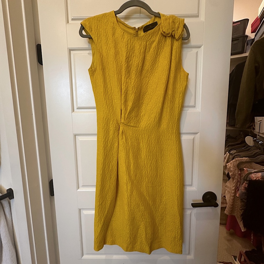 Carolina Herrera Yellow Cocktail Dress with Shoulder detail